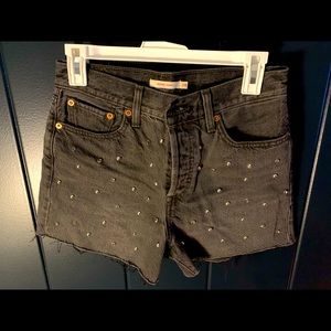 Levi’s Wedgie Short in Bling Bling Black Gray Rhinestone